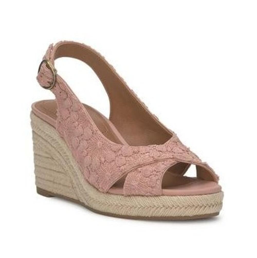 Lucky Brand Women's Cyrila Floral Slingback Peep-Toe Espadrille Wedge Sandals